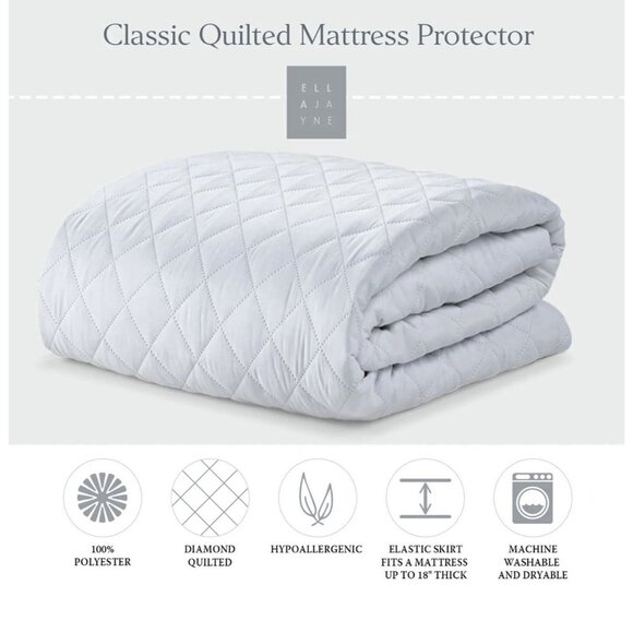 Ella Jayne Classic Quilted Mattress Protector Full Size Diamond Quilted NWT - Picture 1 of 5